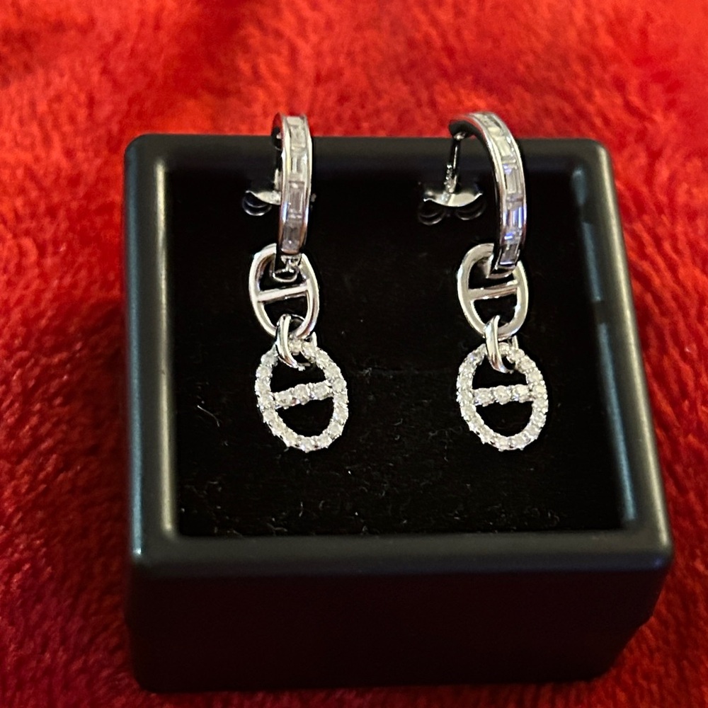 Luxury Moissanite‎ Diamond dangle Hoop Earrings